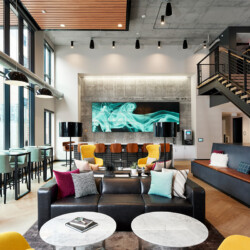 resident community room at HQ Apartments in Elliot park Minneapolis