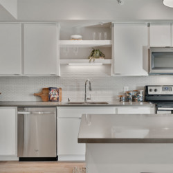 apartment kitchen at HQ Apartments in Elliot park Minneapolis