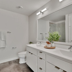 apartment bathroom at HQ Apartments in Elliot park Minneapolis