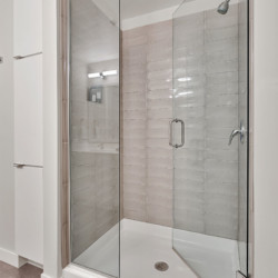 luxury shower at HQ Apartments in Elliot park Minneapolis