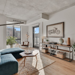 spacious living room at HQ Apartments in Elliot park Minneapolis