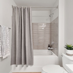 studio bathroom apartment at HQ Apartments in Elliot park Minneapolis
